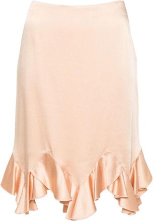 Stella McCartney Gerimpelde Satijnen Midi Rok - Dames - Korte rokken - Roze - XS - Satijn - Rokken