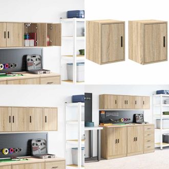 vidaXL Pensili per Garage 2 pz Rovere Sonoma in Legno Multistrato - Armadietto per garage - Archiviazione strumenti