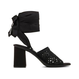 Miu Miu High Heel Sandals, female, Black, Size: 6 1/2 US Fabric Strap-On Sandals