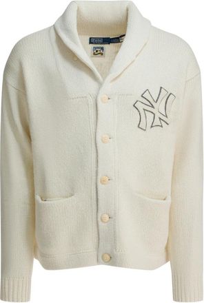Polo Ralph Lauren Yankees Cardigan - Heren - Vesten - Wit - L - Wol - Truien & Vesten
