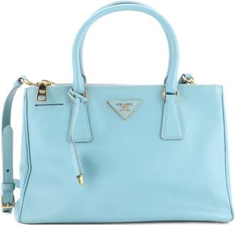 Prada Double Zip Lux Saffiano Leather Small tote bag - Blauw