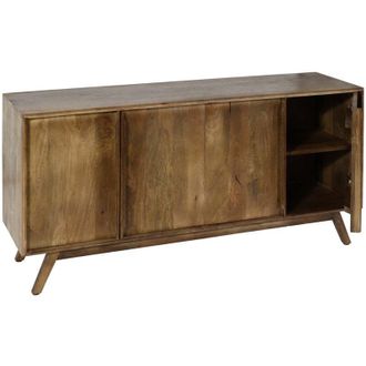 Hhg [NON UTILIZZATO] Credenza 4 sportelli 4 ripiani soggiorno cucina HHG-193 72x146x43cm legno di mango