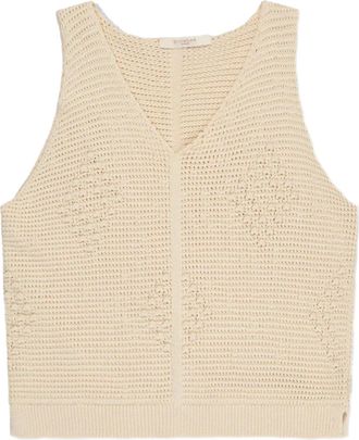 Zanone Textured Open-Knit Sleeveless Crop Top