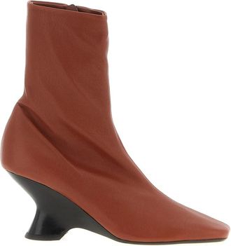 Dries Van Noten W.l. Enkellaarsjes - Dames - Laarzen met Hak - Bruin - 37 EU - Leer - Schoenen