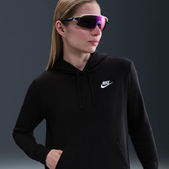 Nike Womens Nike Sportswear Club Fleece Pullover Hoodie in Black | DQ5793-010