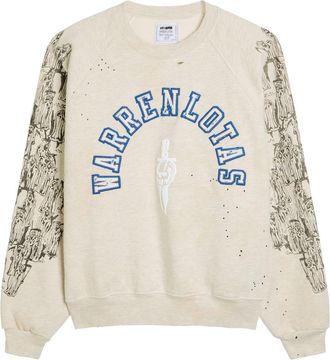 Warren Lotas Distressed Applique Logo Cotton-blend Sweatshirt - Off White - XL