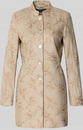 White Label Slim Fit Longblazer aus Leinen mit Stehkragen in Hellbraun, Gr&ouml;&szlig;e 38