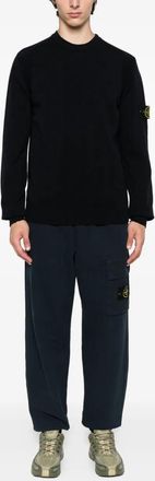Stone Island Mens Crew Neck - Black Wool - Size Large