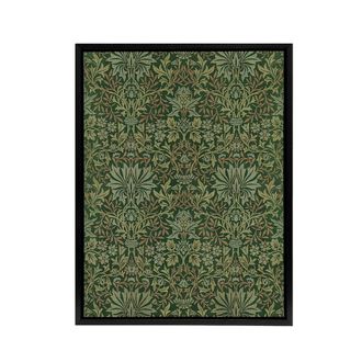 Artery8 Flower Garden Textile Pattern Framed Canvas Wall Art Print W. Morris in Green | Size: W24 x H32