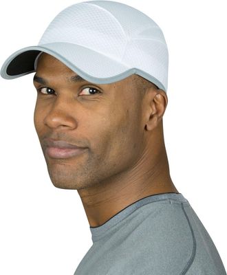 TrailHeads Reflective Running Cap | A Quick Dry Hat for Men | The Flashback 360 Sports Cap - White/Silver
