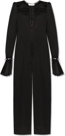 Saint Laurent Zijden Jumpsuit met Kant - Dames - Jumpsuits - Zwart - L - Jumpsuits & Playsuits
