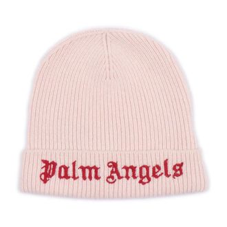 Palm Angels Berretto Logo Knit - Dames - Hoeden - Roze - S - Wol - Accessoires