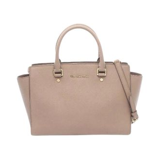 Michael Kors Pre-owned Handbags, female, Beige, Size: ONE SIZE Pre-owned Selma Leather 2way Handbag