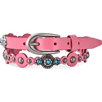 OLD TREND Rosa Genuine Leather Embellished Vintage Inspired Belt in Pink at Nordstrom, Size Medium