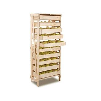 PRIMROSE 10 Drawer Wooden Apple Storage Rack with Space Saving Design 156 x 33cm in Beige | Size: 156 x 33 cm