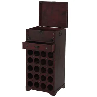 Hhg Hhg - Nunca Usado] Estanter&iacute;a Para Vinos Calvados Estanter&iacute;a De Madera Estilo Colonial, Para 20 Botellas, Con Caj&oacute;n