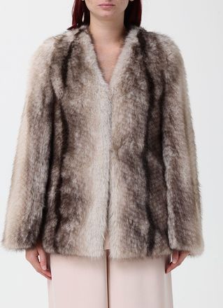 Twinset Cappotto corto effetto pelliccia in misto lana con fantasia astratta