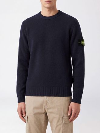 Stone Island Maglia girocollo in lana vergine con patch logo Compass