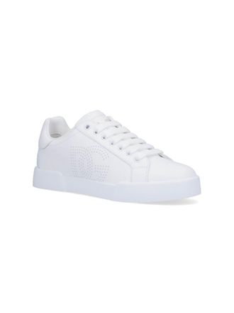 Dolce & Gabbana Perforated Monogram Logo Low-Top Sneaker - White