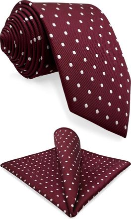 Shlax & Wing Shlax&Wing Red Dots Maroon Wedding Necktie Mens Tie Fashion Extra Long 63