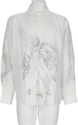Our Legacy White Relaxed Fit Artistic Lyocell Casual Shirt