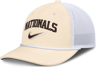 Nike Washington Nationals Rise Nike Mens Dri-FIT MLB Trucker Adjustable Hat in White | NB640HNAWTL-USE