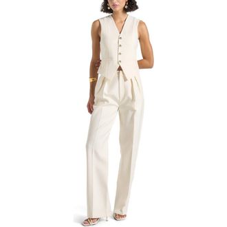 Mani&egrave;re De Voir Christine Tailored Cinch Waistcoat in Off White at Nordstrom, Size 14