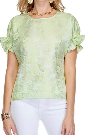 Jade Yoga Shirred Sleeve Crop Top In Lime
