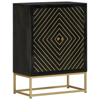 vidaXL Vidaxl - Aparador Con 2 Puertas Madera Mango Negro Y Dorado 55x30x75 Cm