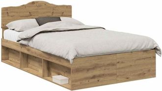 vidaXL Bed Frame Artisian Oak 135 x 190 cm Solid Pine Wood vidaXL