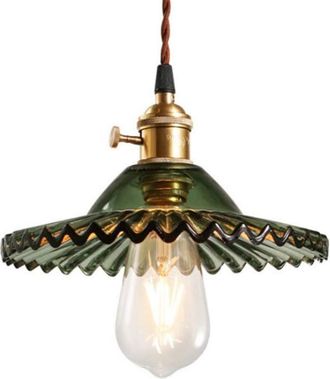 OEM L&aacute;mpara Colgante Industrial Retro E27, Pantalla De Cristal Retro, Apta Para Bombillas E27, L&aacute;mpara De Techo Industrial (verde)