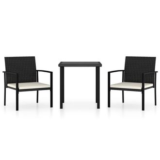 Berkfield Home 3 Piece Outdoor Dining Set Poly Rattan Black