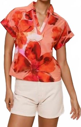Hutch Lisha Short Sleeve Top In Blush Watercolor Blotted Floral