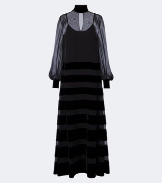 Max Mara Abito lungo Elegante in georgette di seta