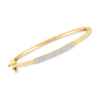 Ross-Simons Diamond Bar Bangle Bracelet in 18kt Gold Over Sterling