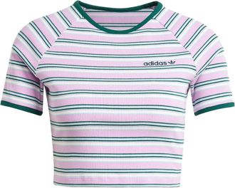 adidas (WMNS) adidas Asia Sizing 80s Rib Stripe Baby T-Shirt Pink White JC6168