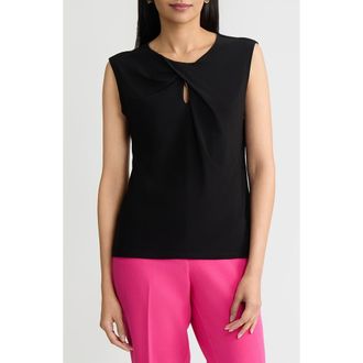 Kasper Twist Cap Sleeve Shell in Black at Nordstrom, Size X-Large