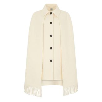 Toteme Single-Breasted Coats, female, Beige, Size: XS Fringe Cape Coat