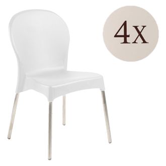 Dmora Silla De Exterior Eclectic, 4 Sillas, Apilable Made In Italy, Soporta 120 Kg, Blanco