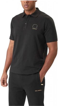 Karl Lagerfeld Polo Shirt met logo-reli&euml;f - Heren - Polos - Zwart - XL - Katoen - Tops