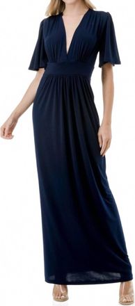Ariella Flutter Sleeve Maxi Dress In Navy