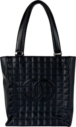 Chanel Black Leather Shoulder Bag Tote Bag (Pre-Owned)