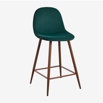 Sklum Sgabello alto Glamm in velluto SKLUM Verde Jungle Legno scuro
