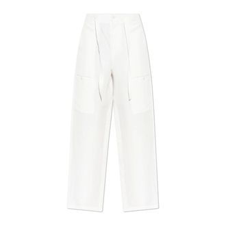 Jil Sander Wide Trousers, female, White, Size: XS Linen Blend Cargo Trousers