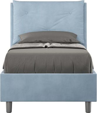 Itamoby Letto Singolo rivestito in Microfibra - appia - Tipologia Letto: Con Rete e Contenitore - Colore: Azzurro - Dimensione Rete: 90x200