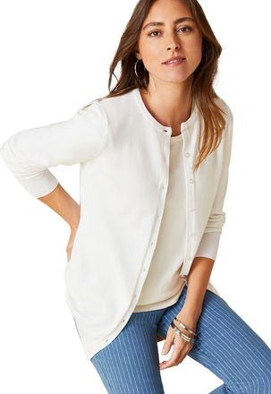 Jessica London Fine Gauge Button Front Cardigan in White at Nordstrom, Size 24