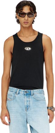 Diesel Cotton tank top with logo - T-Shirts - Man - Black