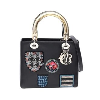 Dior Pre-owned Lady Dior Leder 2way Handtas - Dames - Pre-owned - Zwart - Maat: ONE Size Leer