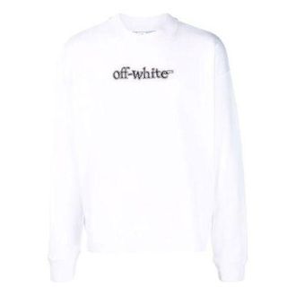 Off-white Mens Off-White FW21 Logo Alphabet Printing Round Neck Pullover Loose Fit White OMBA054F21FLE0010110