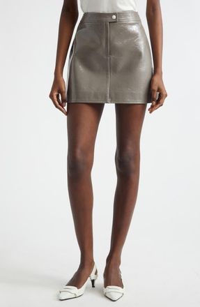 Courr&egrave;ges Re-Edition Vinyl Miniskirt in Light Mocha at Nordstrom, Size 12 Us